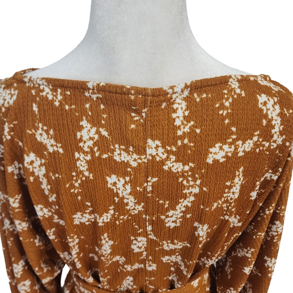 EUC Anthropologie Mustard Floral Tie Waist Amber Dolman-Sleeved Blouse - Picture 10 of 13